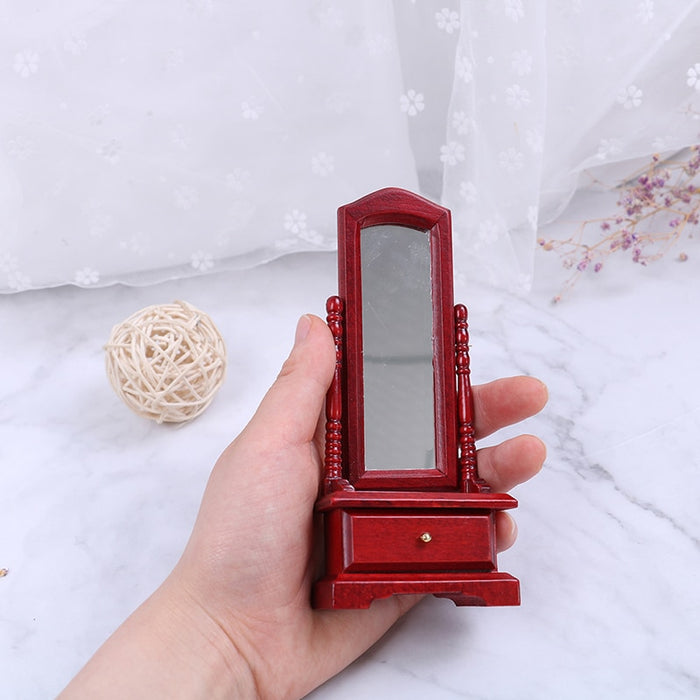 1:12 Full-Length Dressing Mirror Model With Drawer Mini Doll House Accessory Room Furniture Toy For Kids Dollhouse Accessories