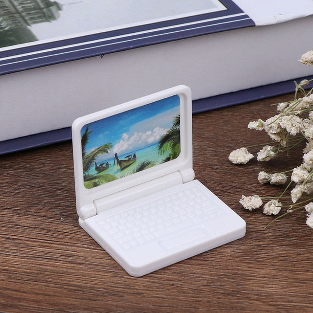 Mini Laptop Computer Dollhouse Miniature Cute Simulation 1:12 Alloy Crafts Dollhouse Decoration for Doll House DIY Accessories
