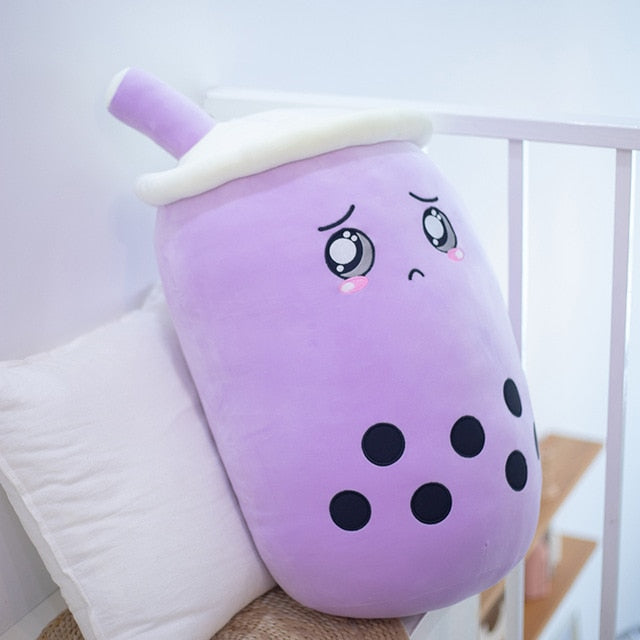 tea cup shaped pillow with suction cute cuddling cartoon fruit bubble tubes real-life stuffed soft back cushion funny boba food