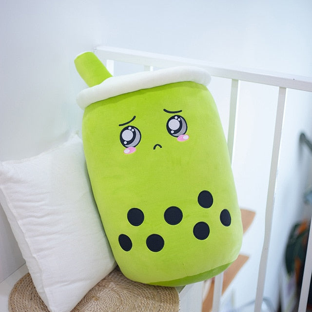 tea cup shaped pillow with suction cute cuddling cartoon fruit bubble tubes real-life stuffed soft back cushion funny boba food