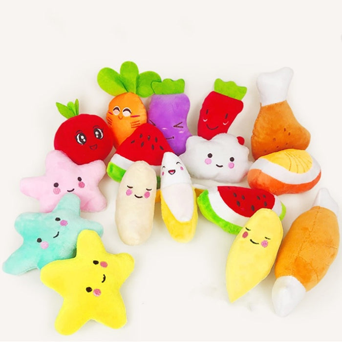 Puppy Cat Chew Training Toy Banana Carrot Vegetable 1 PC Plush Sounding Squeaky Bone Dogs Toys