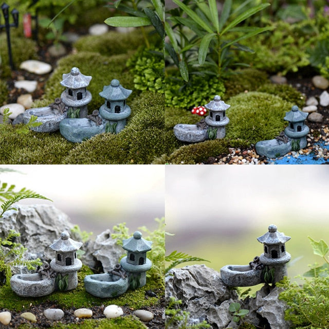 Mini Retro Pond Tower Resin DIY Miniature