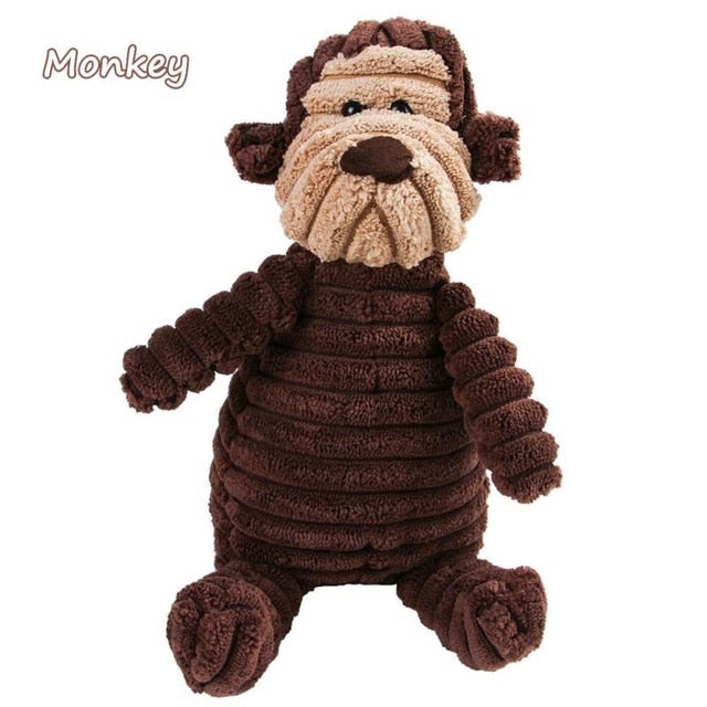 Squeaky Chew Toy Animal Shape Plush Pet Puppy Corduroy Dog Toys for Small Large Dogs Bite Resistant Pets Accessories Supplies