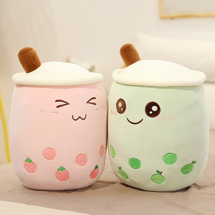 tea cup shaped pillow with suction cute cuddling cartoon fruit bubble tubes real-life stuffed soft back cushion funny boba food