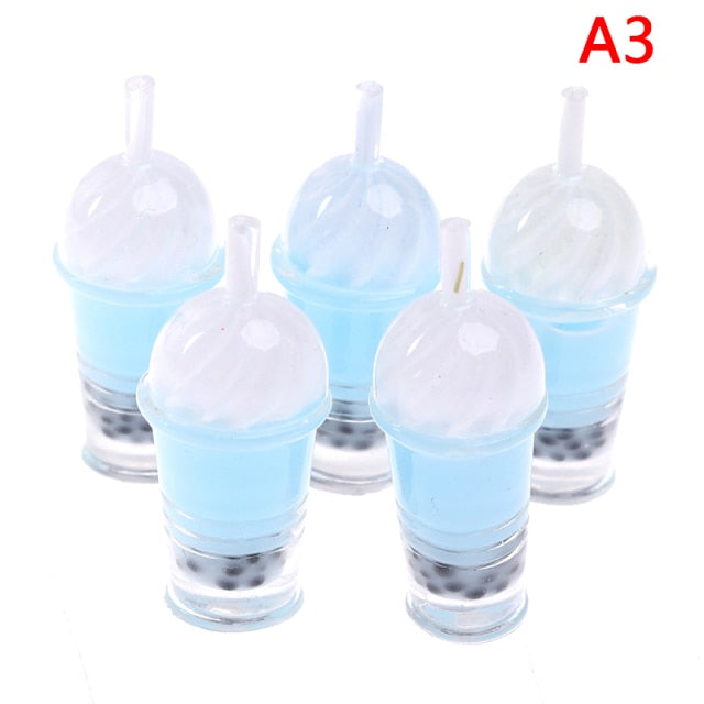 1/12 Ice-cream Drinks Pearl Dollhouse Miniature 5pcs Bubble Tea Model Milk Tea Doll Food Toy Accessories