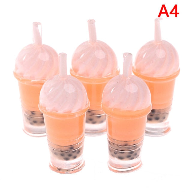 1/12 Ice-cream Drinks Pearl Dollhouse Miniature 5pcs Bubble Tea Model Milk Tea Doll Food Toy Accessories