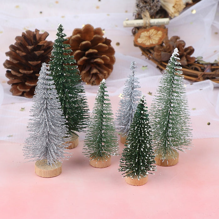 3 Pieces Christmas Pine Tree With Wood Base