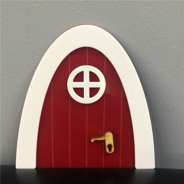 Mini Arch Hand Made Cute pink Fairy door Mouse hole, miniature wooden door with bunting and personalised sign post