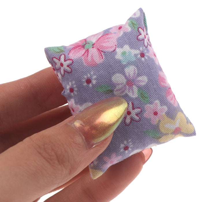 Cute Flower Pillow Cushions 2PCS For Sofa Couch Bed For 1/12 Dollhouse Miniature For Doll house Furniture Toys