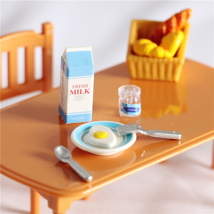 Miniature 1Set Milk & Egg Breakfast Set 1/12 Scale Kitchen Set Dollhouse for Mini Doll Food Play Kids Accessories Toys