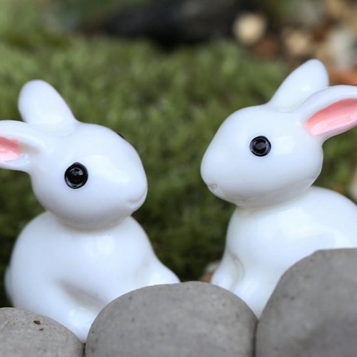 10 Pcs Lovely Rabbit Resin Fairy Miniature