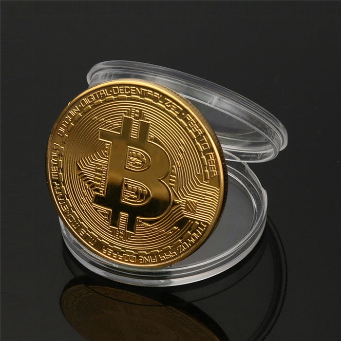 Gold Plated Bitcoin Coin Collectible Gift Casascius Bit Coin BTC Coin Art Collection Physical Gold Commemorative Coins