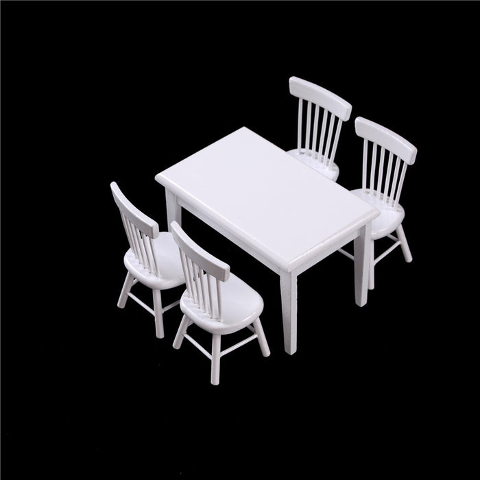 1/12 Miniature Wooden Dining Chair Table Furniture
