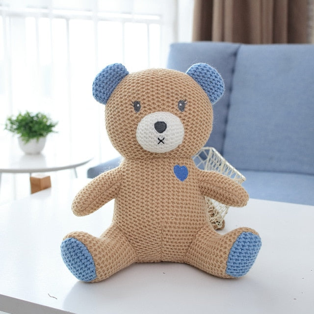 Crochet Knit Toy Knitted Animal Doll Baby Creative Stuffed Animals Toy Comfort Rattle Doll Cute Little Bear Knitted Animal Doll