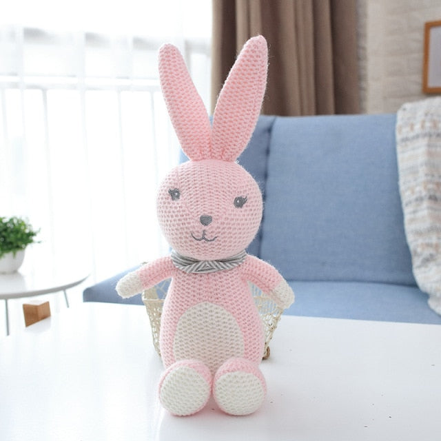 Crochet Knit Toy Knitted Animal Doll Baby Creative Stuffed Animals Toy Comfort Rattle Doll Cute Little Bear Knitted Animal Doll