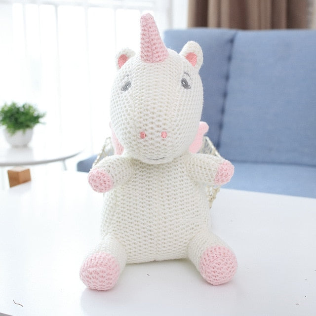 Crochet Knit Toy Knitted Animal Doll Baby Creative Stuffed Animals Toy Comfort Rattle Doll Cute Little Bear Knitted Animal Doll