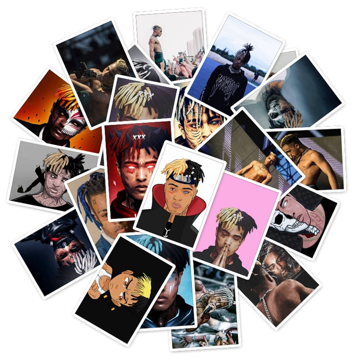 25Pcs Rapper XXXTentacion Luggage Stickers for Fans Gift to DIY Phone Laptop Fridge Guitar Decor Stickers