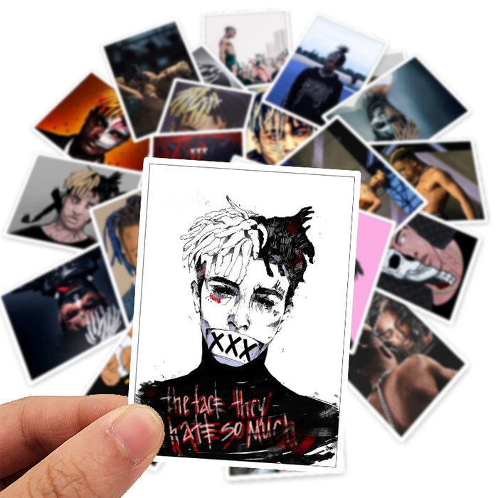 25Pcs Rapper XXXTentacion Luggage Stickers for Fans Gift to DIY Phone Laptop Fridge Guitar Decor Stickers