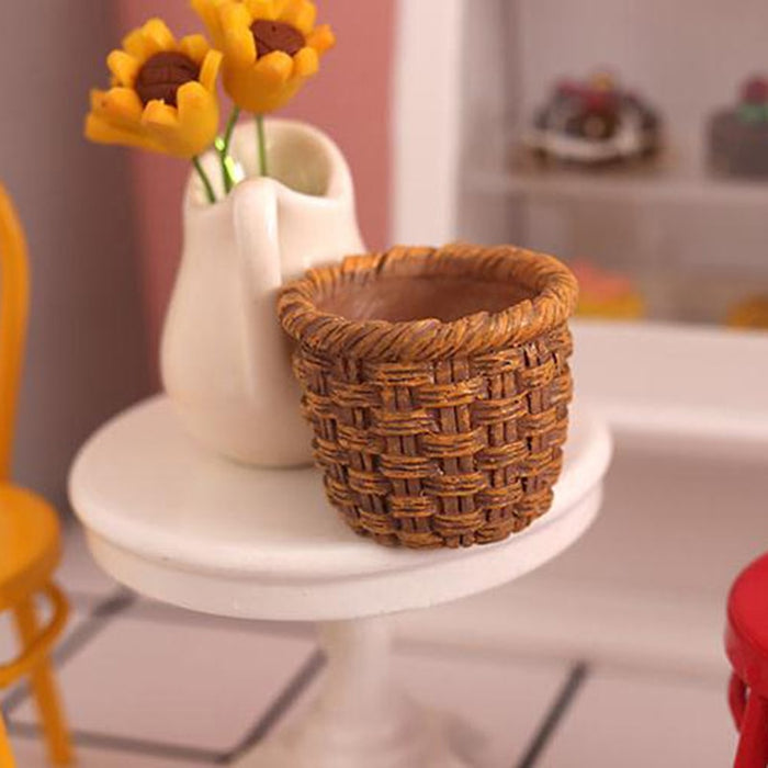 Vegetable Food Storage Mini 1/12 Basket Rattan Frame Hand-woven Cute Dollhouse Dolls Miniature For Dollhouse Decals