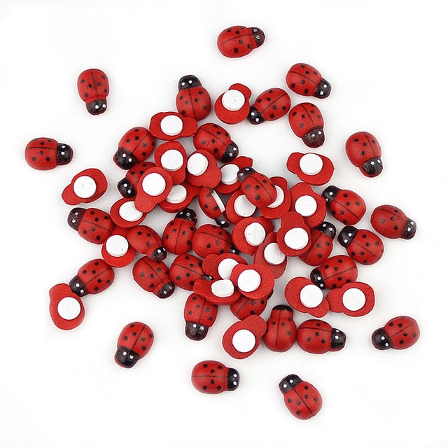 50/35/30/25/20pcs 5 Sizes Red Landscape Ladybug Miniature
