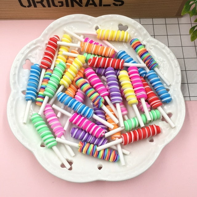 Clay Swirl Lollipop, Round Lollipop, Clay Candy for Crafts Making Toy