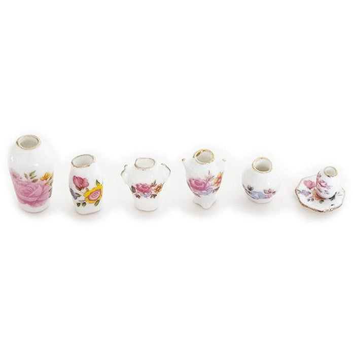 New Arrival 7 Pcs Mini 1:12 Dollhouse Miniature Porcelain Flower Vase Dolls House Accessories 1~2.5cm
