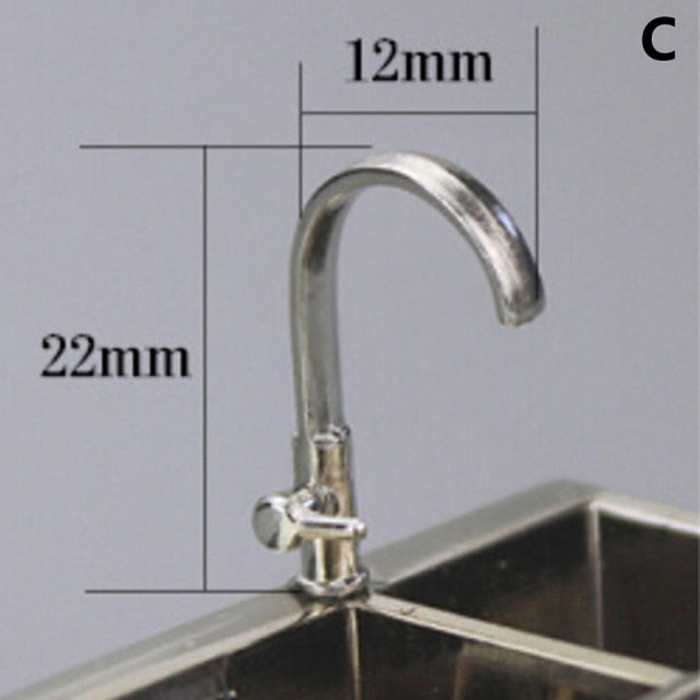 S/L Size Vegetable Wash Basin Model Toy 1:12 Mini Alloy Kitchen Sink Simulation for Doll House Miniature Decoration
