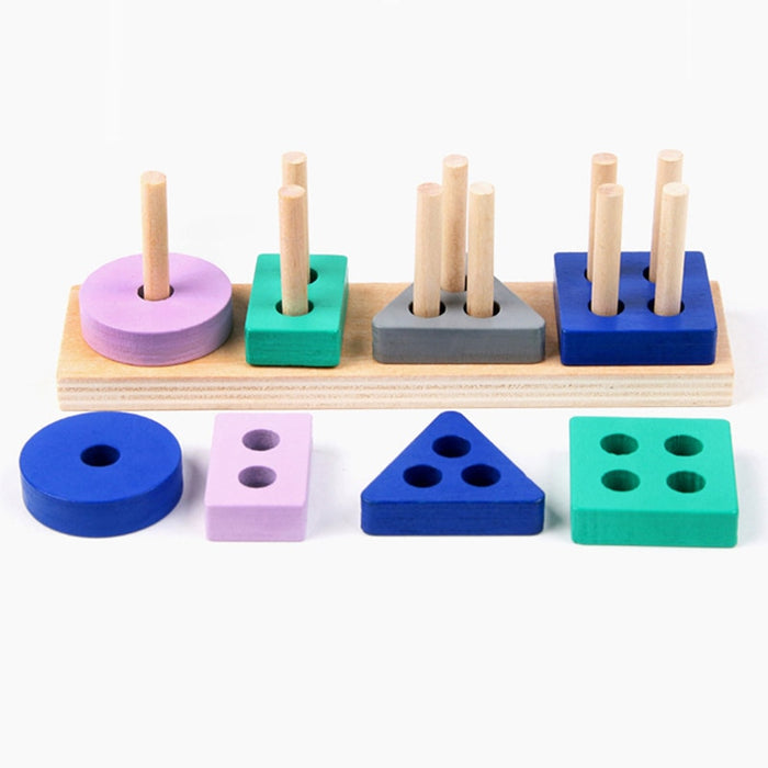 Montessori Toy Wooden Building Blocks Early Learning Educational Toys Color Shape Match Kids Puzzle Toys For Children Boys Girls