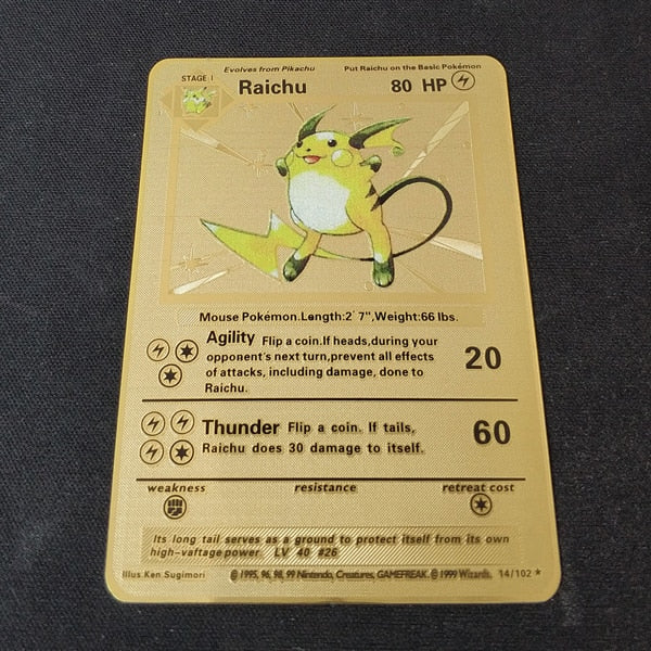 Pokemon Game Anime Battle Card Gold Metal Card Charizard Pikachu Collection Card
