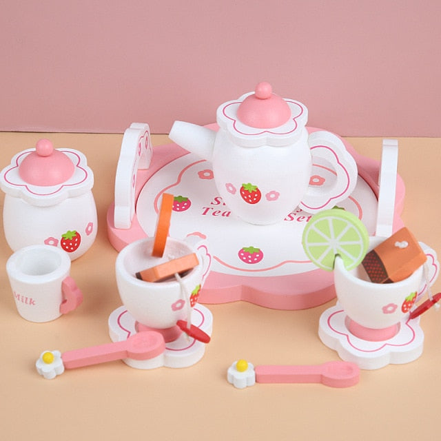 Strawberry Cake Birthday Miniature Food Stand Set Kids Kitchen Toy Girl Pretend Play Plastic For Children Educational Gifts Toys