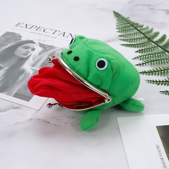 Novelty Adorable Anime Frog Wallet Coin Purse Key Chain Cute Plush Frog Cartoon Cosplay Purse For Women Bag Accessories