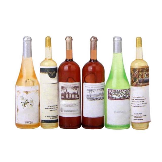 6pcs Mini Simulation Resin Wine Bottle 1/12