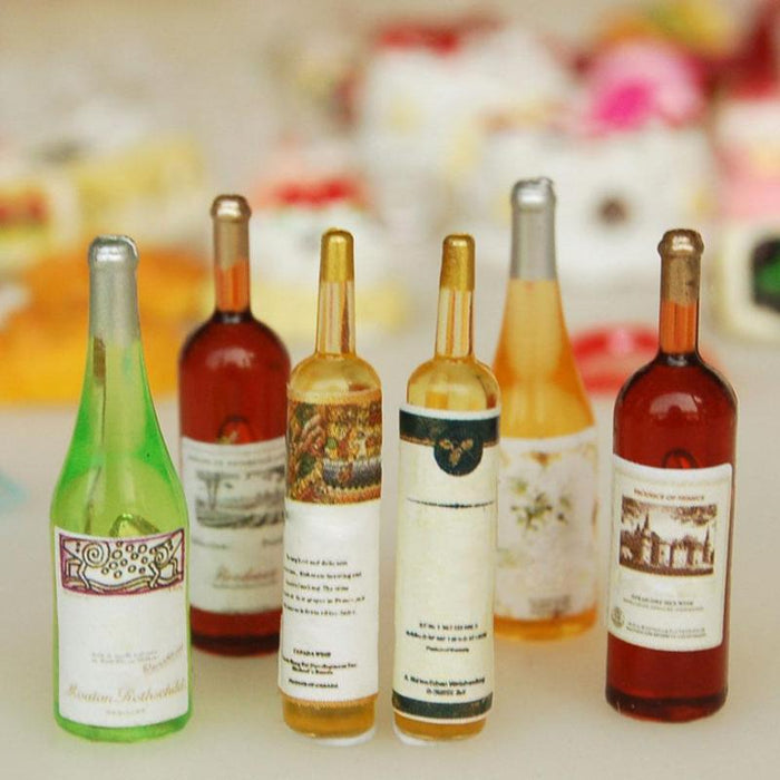 6pcs Mini Simulation Resin Wine Bottle 1/12