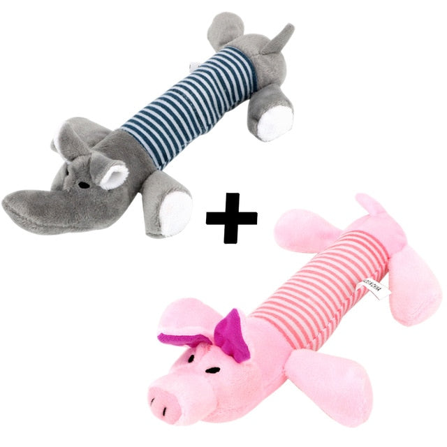 Dog Cat Fleece Pet Funny Plush Toys Squeak Chew Dog Toys Sound Dolls Elephant Duck Pig Fit for All Pets Durability