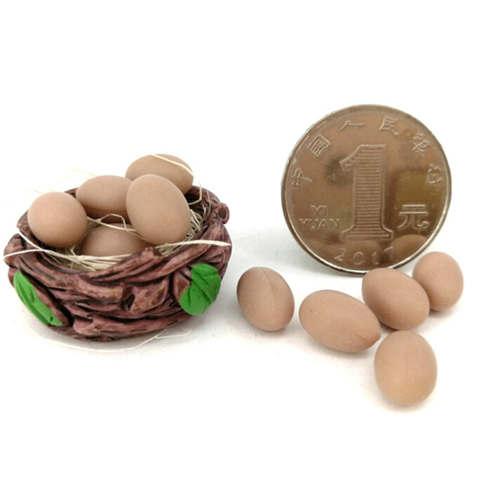 1/12 1/6 Mini Egg with Basket 10pcs Kitchen Food Miniature Dollhouse Accessories