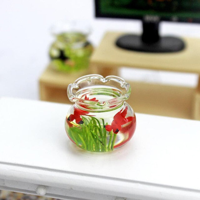 Dollhouse Miniature Glass Fish Tank Bowl Aquarium