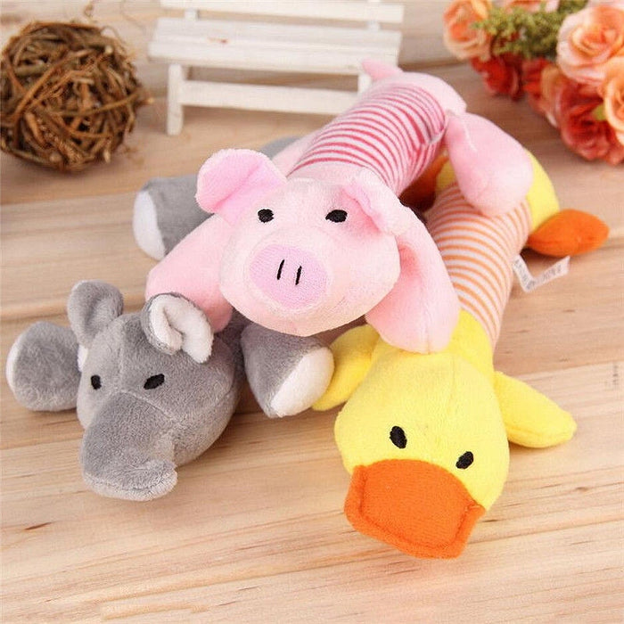 Elephant Duck Pig Fit for All Pets Funny Plush Toys 1PC Squeak Chew Dog Toys Sound Dolls Dog Cat Fleece Pet