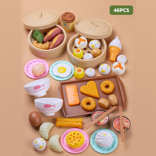 Simulation Steamer Buns Dumplings Chinese Food Miniature Breakfast Kids Pretend Play Kitchen Toys Children Educational Toys