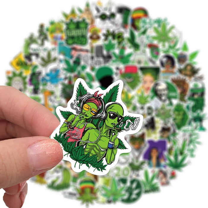 10/50/100PCS Hemp Leaf Hip hop Meme Stickers