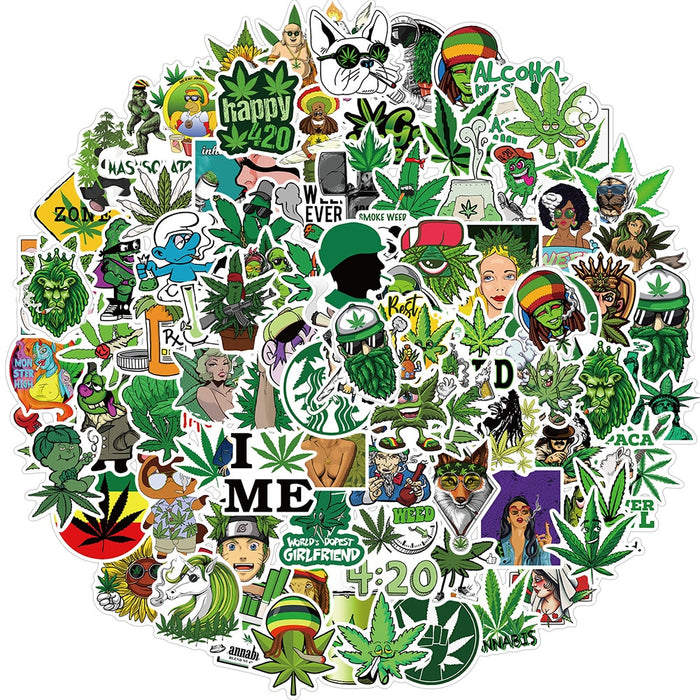 10/50/100PCS Hemp Leaf Hip hop Meme Stickers