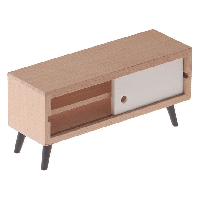 1:12 Dollhouse Miniature Furniture Wooden TV Cabinet