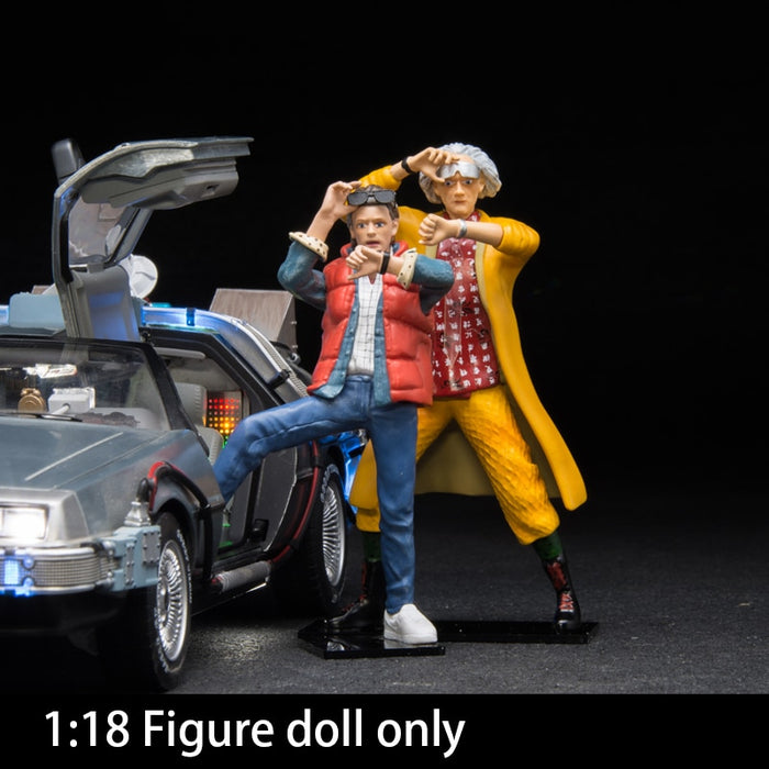 Figure Doll 1/18 DeLorean Car Model Scene