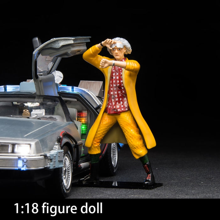 Figure Doll 1/18 DeLorean Car Model Scene