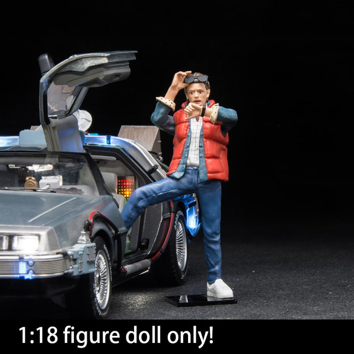 Figure Doll 1/18 DeLorean Car Model Scene