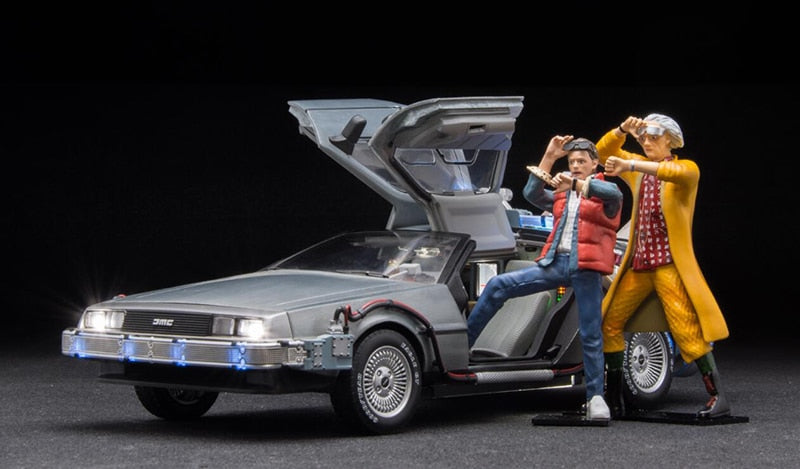 Figure Doll 1/18 DeLorean Car Model Scene