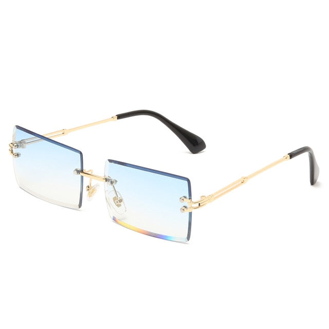 Women 2020 Fashion Brand Designer Rimless Square Sun Glasses Rectangle Sunglasses Ladies Luxury Brand Gradient Shades