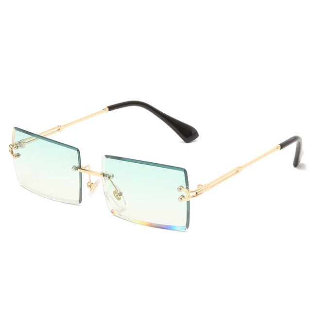 Women 2020 Fashion Brand Designer Rimless Square Sun Glasses Rectangle Sunglasses Ladies Luxury Brand Gradient Shades