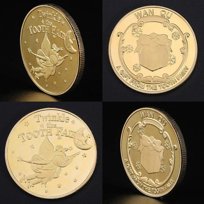 Tooth Fairy Gold Plated Commemorative Coin Creative Kids Tooth Change Gifts Physical Metal Coin Crypto Coin Decor Collection