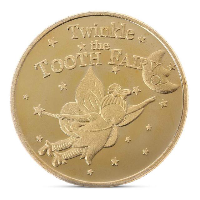 Tooth Fairy Gold Plated Commemorative Coin Creative Kids Tooth Change Gifts Physical Metal Coin Crypto Coin Decor Collection