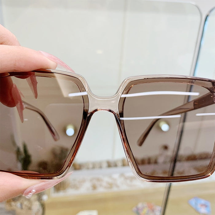 Women Men Brand Designer Transparent Gradient Sun Glasses Big Frame Eyewear UV400New Vintage Square Oversized Sunglasses